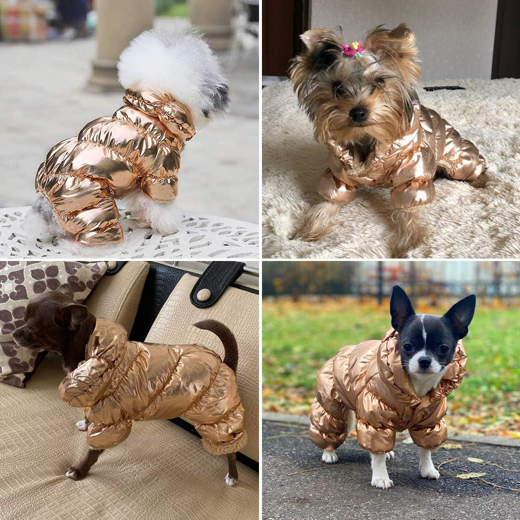 Winter Puppy Dog Coat Jacket for Small Medium Dogs Reflective Cozy Waterproof Windproof Dog Snowsuit Cute Warm Fleece Padded Cold Weather Pet Clothes for Chihuahua Poodles French Bulldog