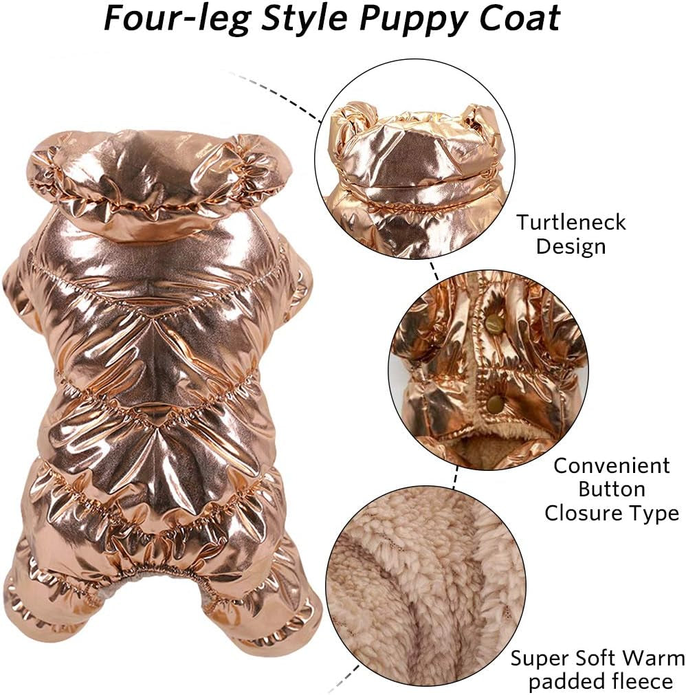 Winter Puppy Dog Coat Jacket for Small Medium Dogs Reflective Cozy Waterproof Windproof Dog Snowsuit Cute Warm Fleece Padded Cold Weather Pet Clothes for Chihuahua Poodles French Bulldog