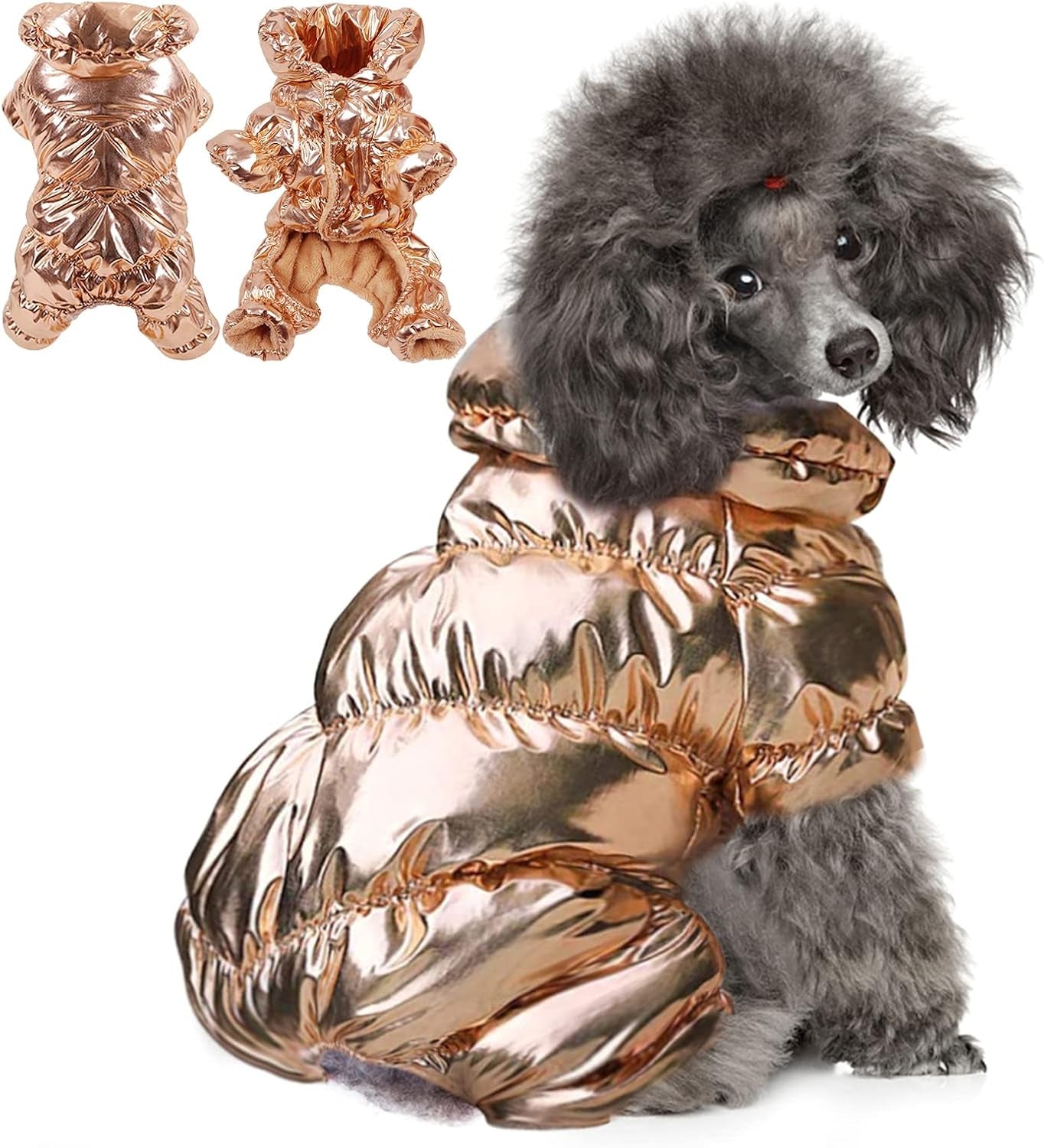 Winter Puppy Dog Coat Jacket for Small Medium Dogs Reflective Cozy Waterproof Windproof Dog Snowsuit Cute Warm Fleece Padded Cold Weather Pet Clothes for Chihuahua Poodles French Bulldog