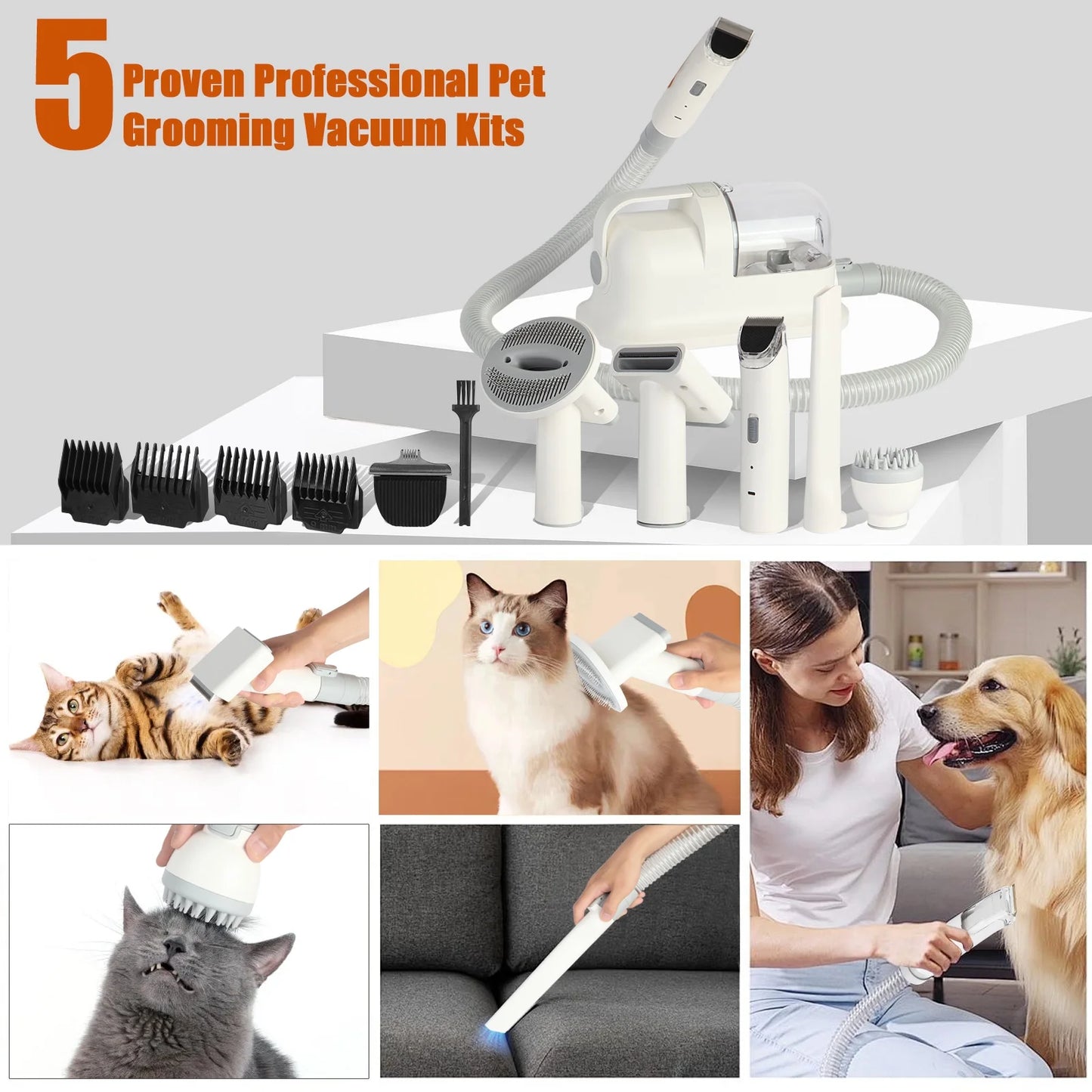 Dog Grooming Kit &Vacuum Pet Grooming Vacuum with 12Kpa Maximum Suction Power, 1.4L