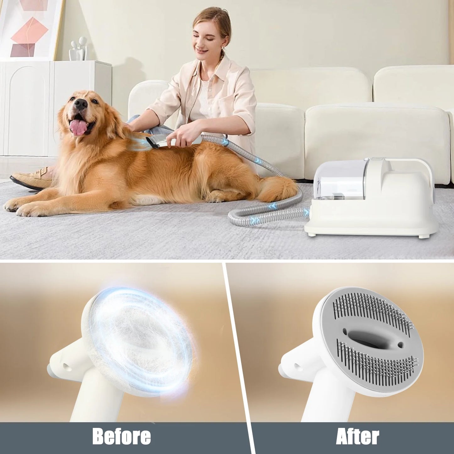 Dog Grooming Kit &Vacuum Pet Grooming Vacuum with 12Kpa Maximum Suction Power, 1.4L