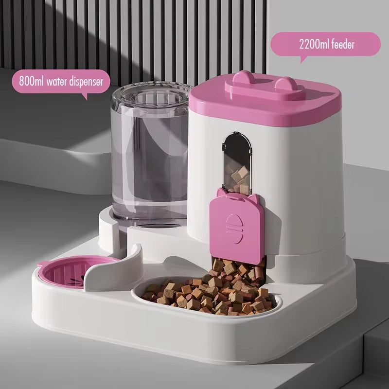2In 1 Cat Food Dispenser Water and Food Integrated Fully Automatic Cat Food Feeding and Water Dispenser Cute Water Dispenser