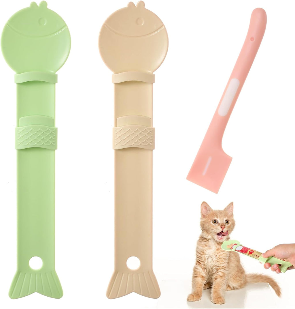 3 PCS Cat Treat Spoon, Cat Strip Feeder Spoon, Cat Spoon for Wet Treats Dispense