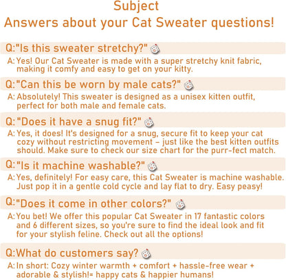 Stretchy Cat Sweater - 17 Colors & 6 Sizes | Snug Winter-Ready Knit for Boy/Girl Cats & Kittens(Olive Green, Medium)