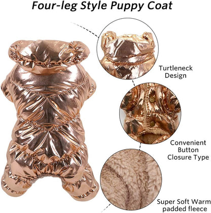 Winter Puppy Dog Coat Jacket for Small Medium Dogs Reflective Cozy Waterproof Windproof Dog Snowsuit Cute Warm Fleece Padded Cold Weather Pet Clothes for Chihuahua Poodles French Bulldog