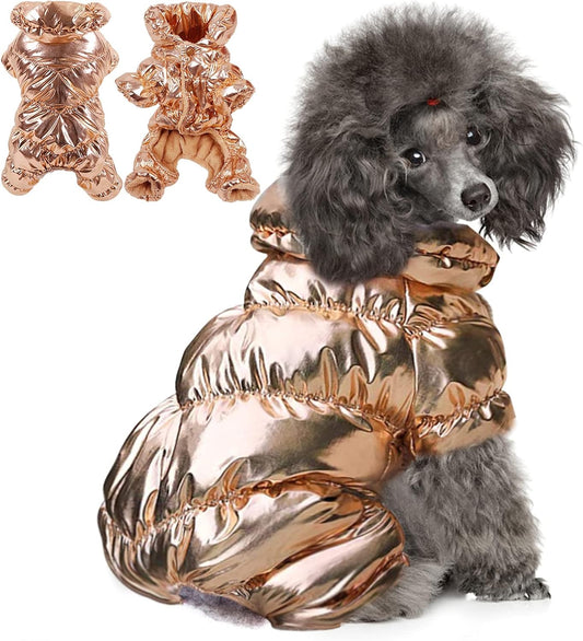 Winter Puppy Dog Coat Jacket for Small Medium Dogs Reflective Cozy Waterproof Windproof Dog Snowsuit Cute Warm Fleece Padded Cold Weather Pet Clothes for Chihuahua Poodles French Bulldog