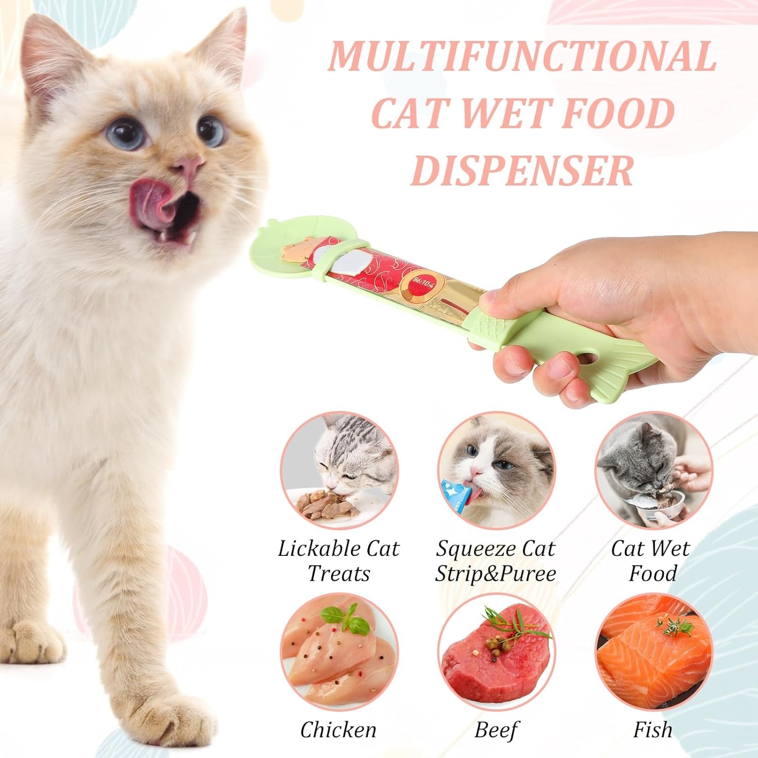 3 PCS Cat Treat Spoon, Cat Strip Feeder Spoon, Cat Spoon for Wet Treats Dispense