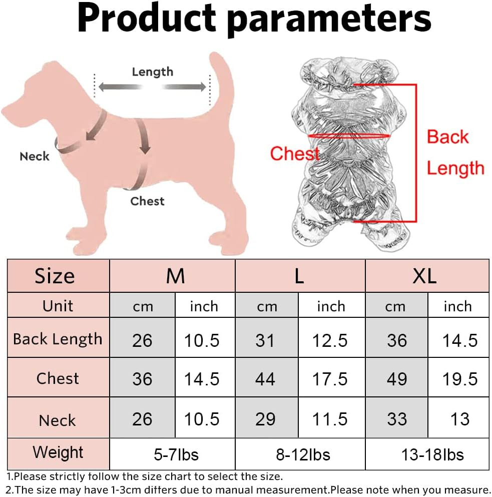 Winter Puppy Dog Coat Jacket for Small Medium Dogs Reflective Cozy Waterproof Windproof Dog Snowsuit Cute Warm Fleece Padded Cold Weather Pet Clothes for Chihuahua Poodles French Bulldog