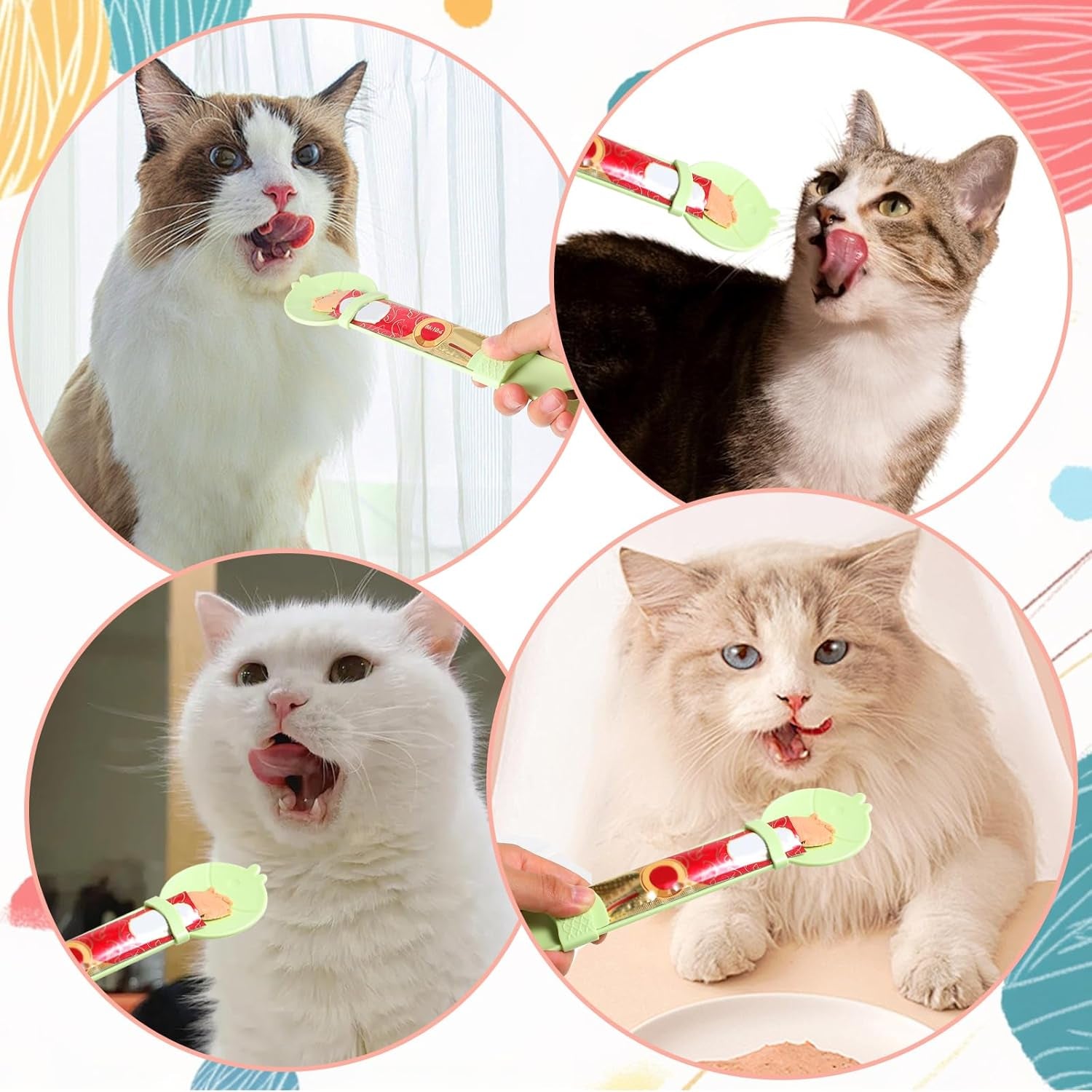 3 PCS Cat Treat Spoon, Cat Strip Feeder Spoon, Cat Spoon for Wet Treats Dispense